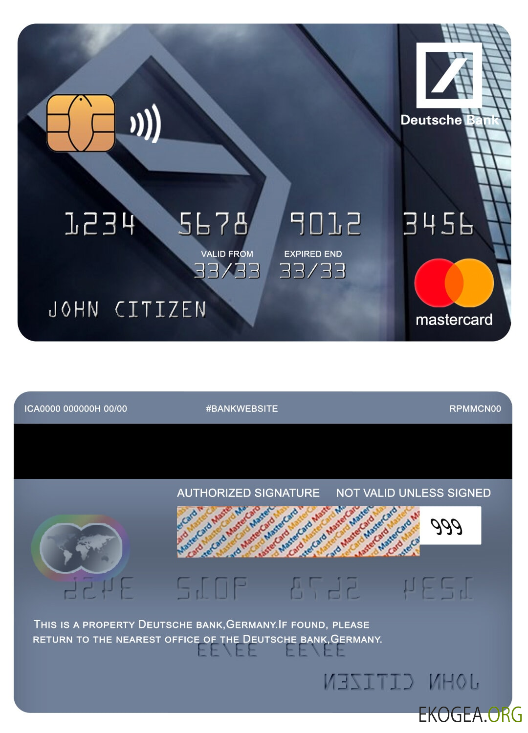 Allemagne Deutsche Bank Mastercard template
